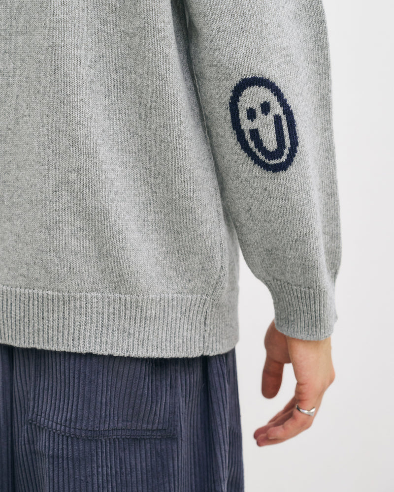 
                  
                    Grey Melange Smiley Knit Wool Jumper
                  
                