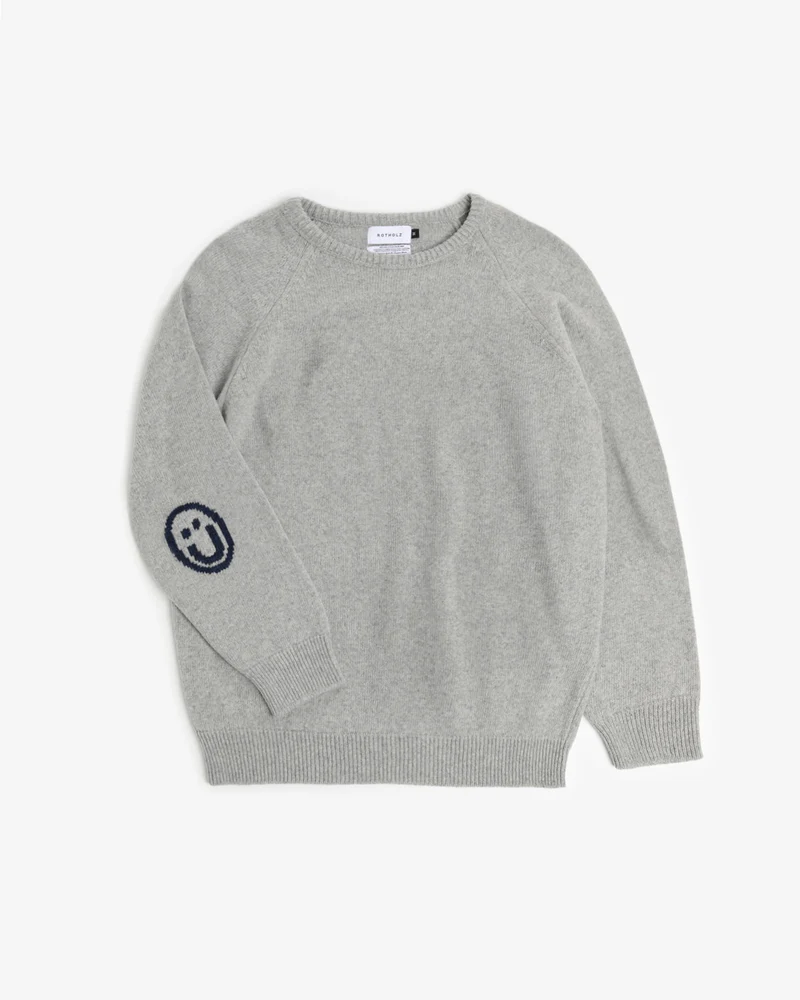Grey Melange Smiley Knit Wool Jumper