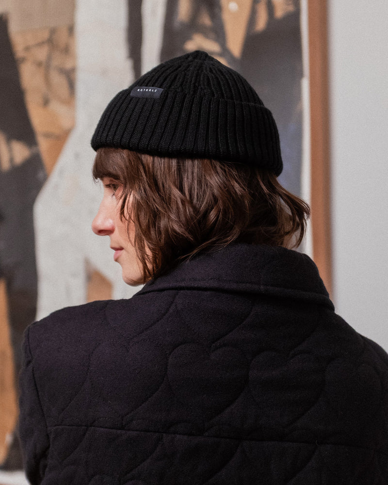 
                  
                    Soft Black Cropped Ribbed Merino Beanie
                  
                