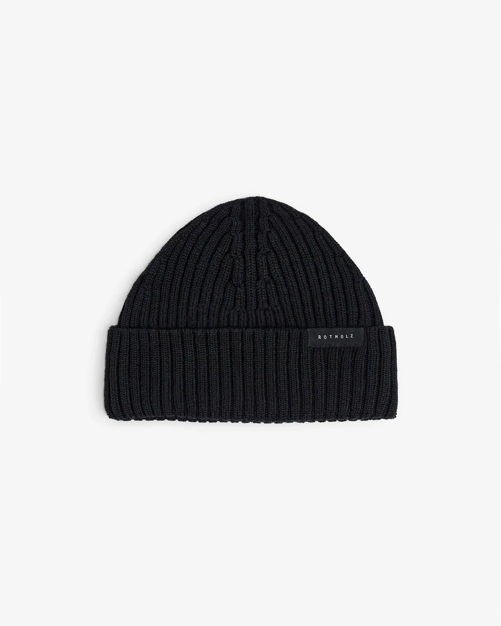 Soft Black Cropped Ribbed Merino Beanie