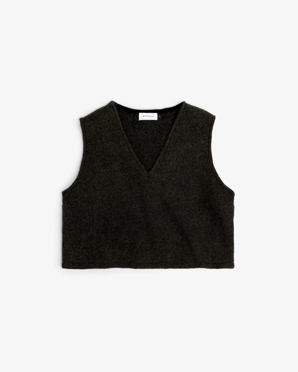 Soft Black Wool Cropped Vest