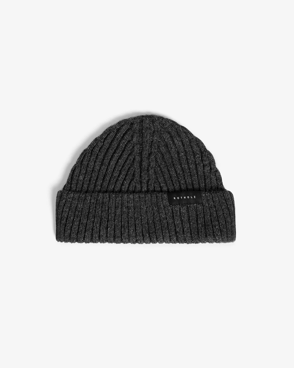 Warm Anthracite Cropped Ribbed Merino Beanie