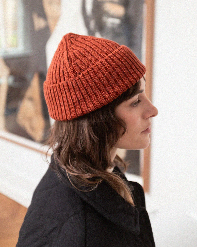 
                  
                    Warm Red Cropped Ribbed Merino Beanie
                  
                