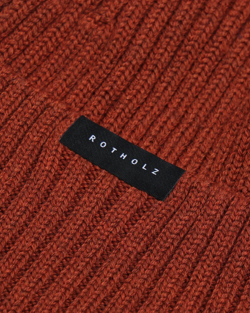 
                  
                    Warm Red Cropped Ribbed Merino Beanie
                  
                