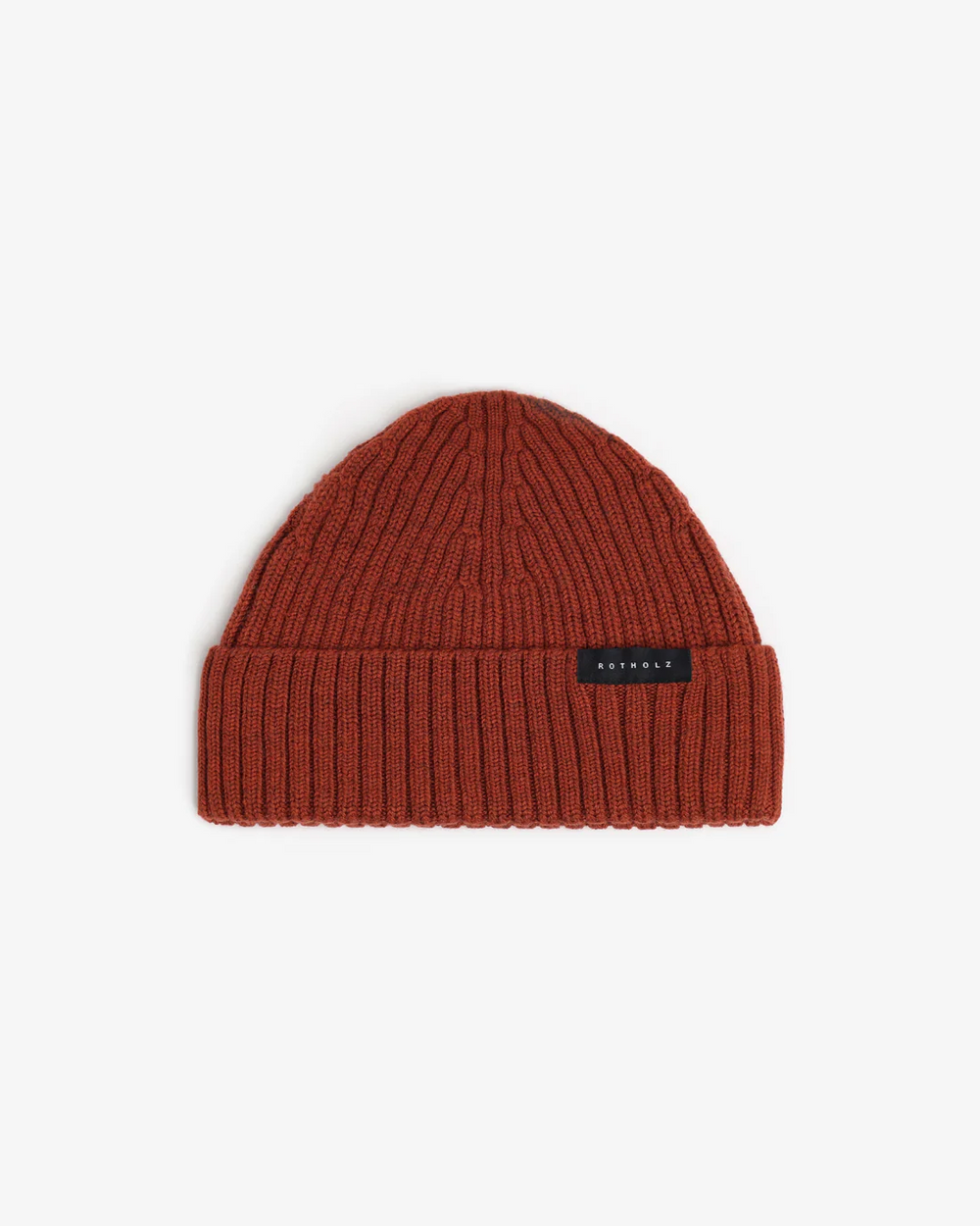 Warm Red Cropped Ribbed Merino Beanie