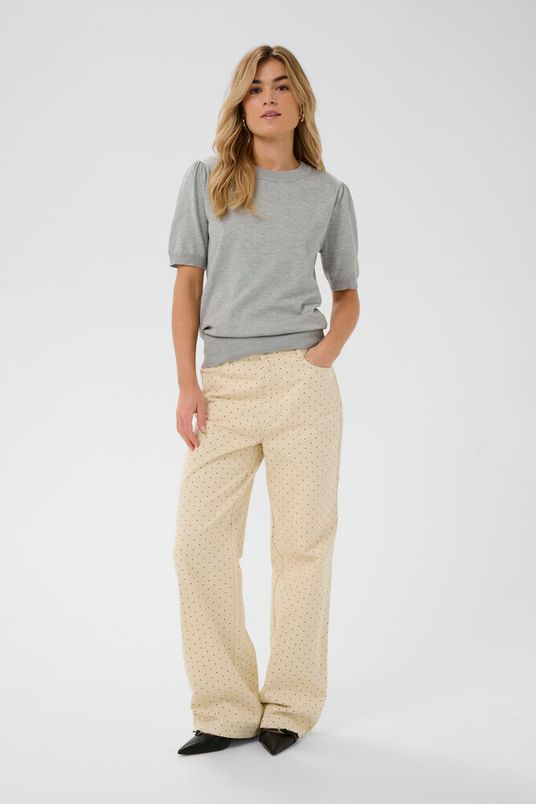 
                  
                    MILASZ Pearl Grey Melange Knit T-Shirt
                  
                