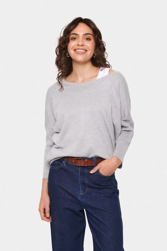 
                  
                    MILASZ Pearl Grey Melange Round Neck Knit Jumper
                  
                