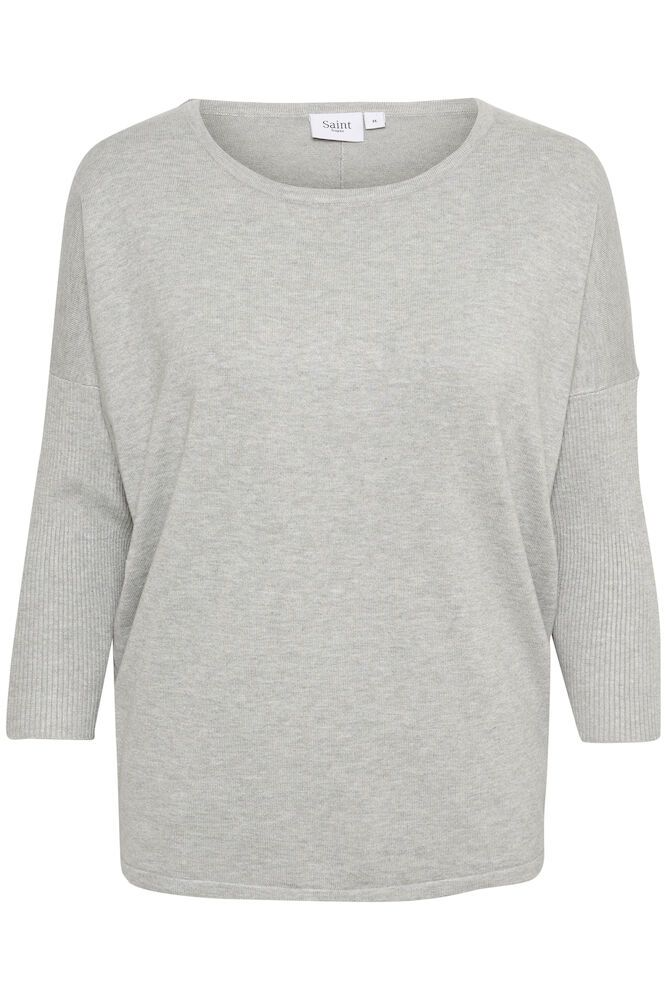 MILASZ Pearl Grey Melange Round Neck Knit Jumper