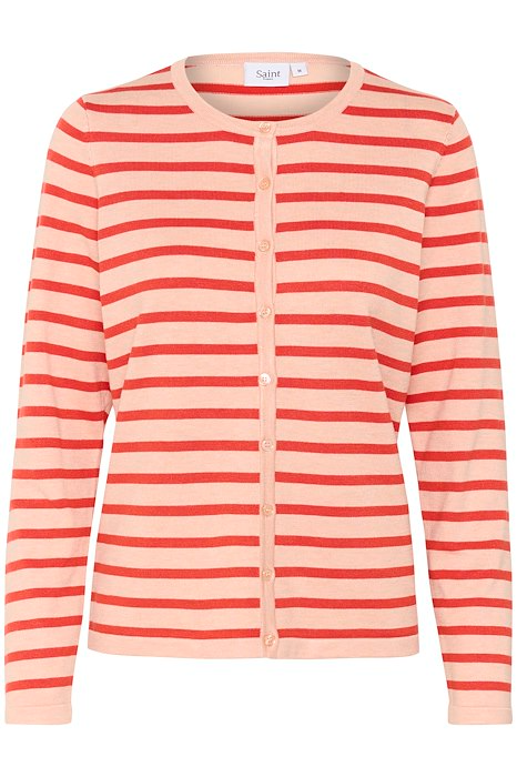 MILASZ Pink Poinciana Striped Knit Cardigan