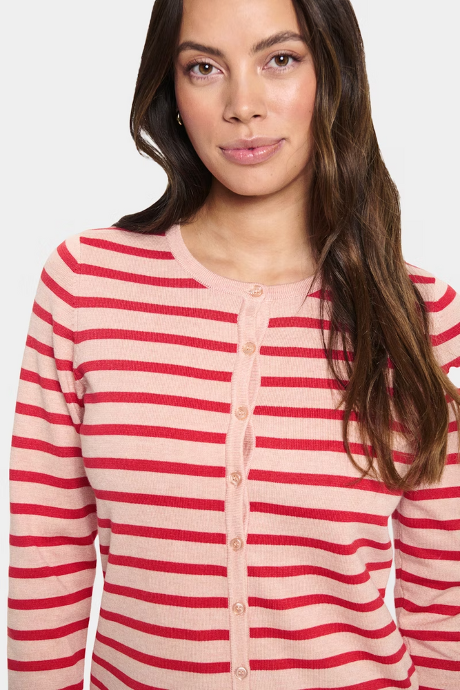 
                  
                    MILASZ Pink Poinciana Striped Knit Cardigan
                  
                