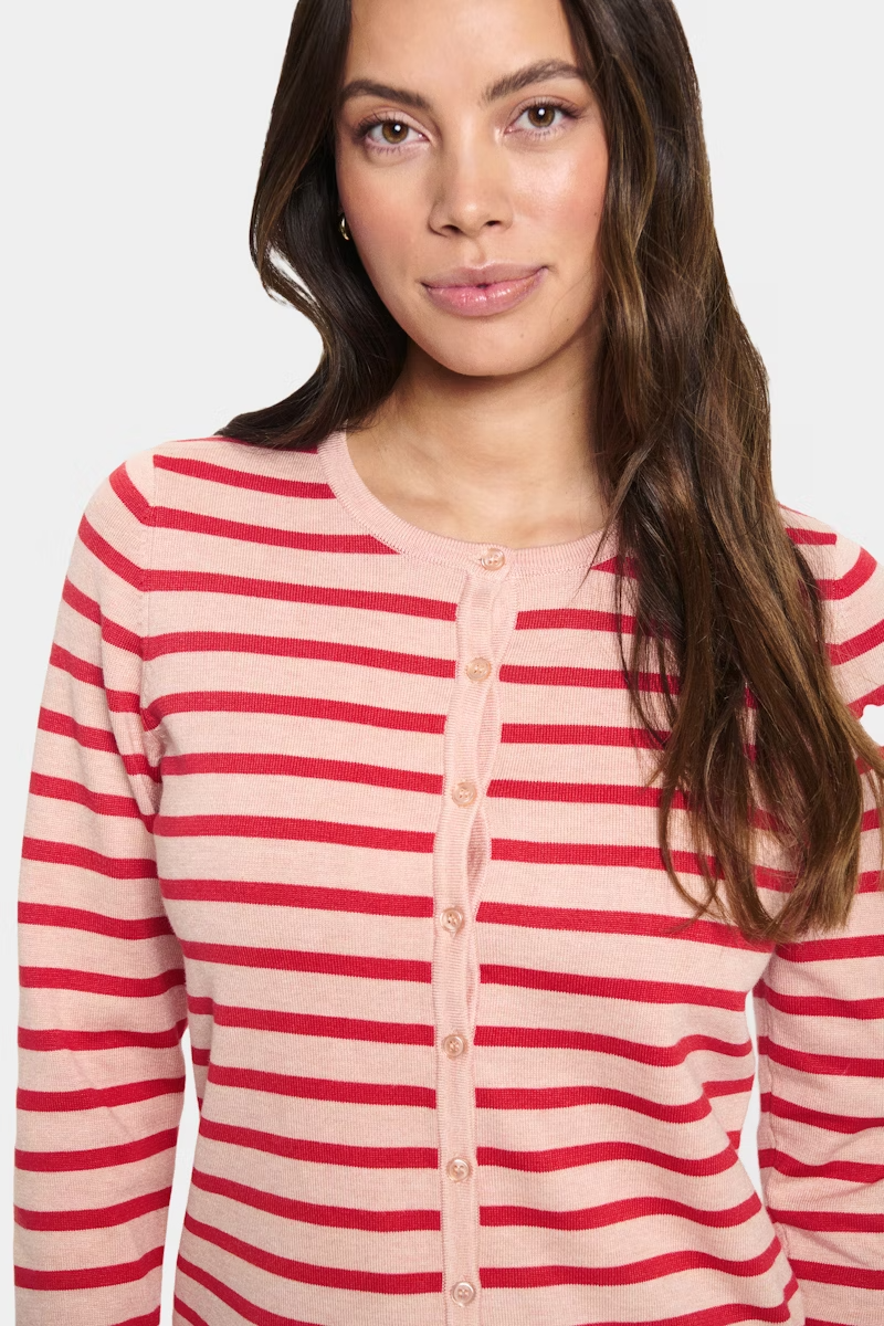 
                  
                    MILASZ Pink Poinciana Striped Knit Cardigan
                  
                