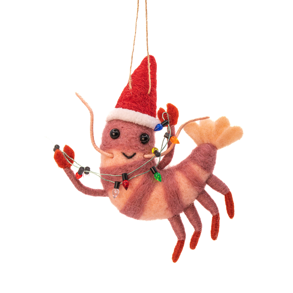 Christmas Party Prawn Felt Decoration