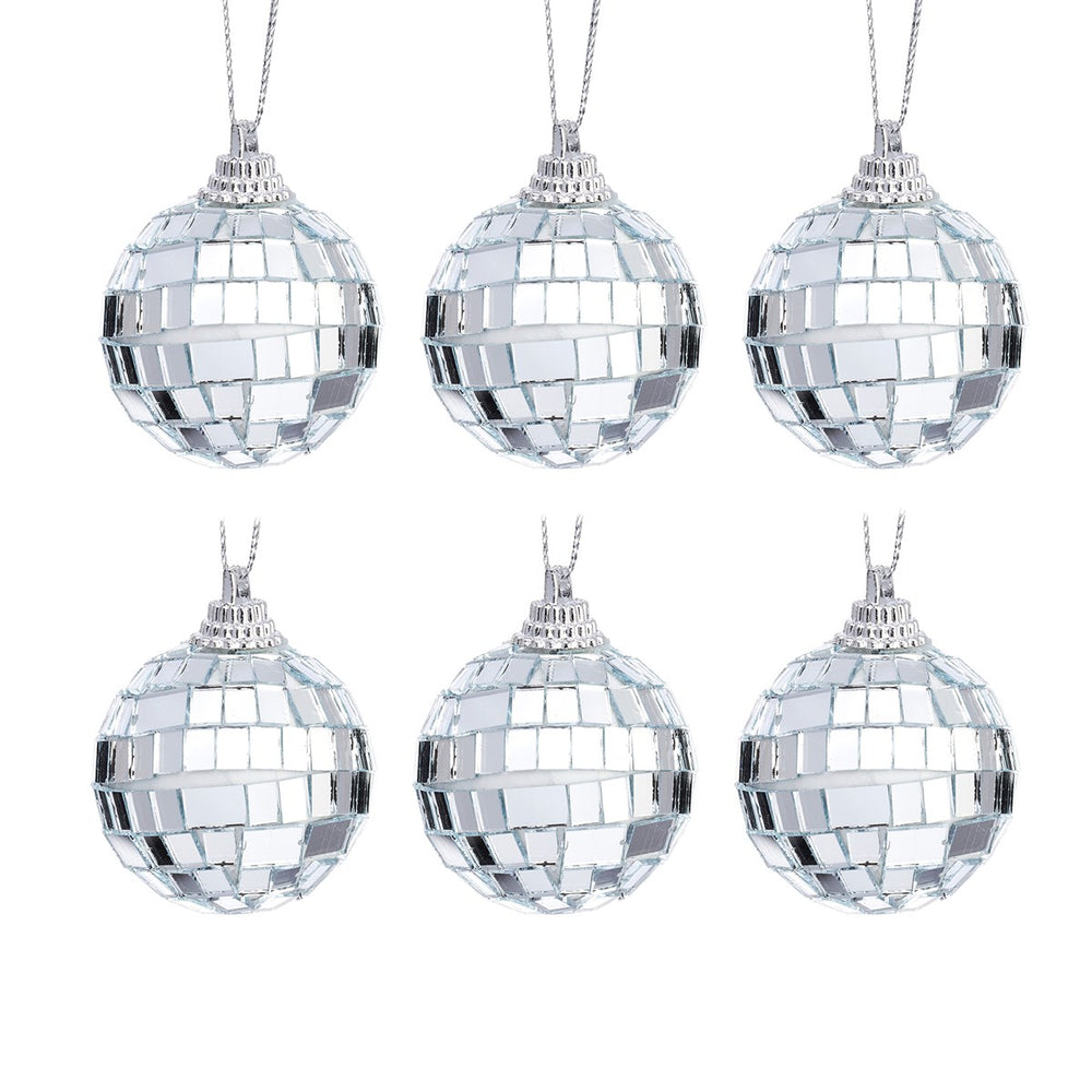 Mini Mirror Ball Bauble Set Of 6