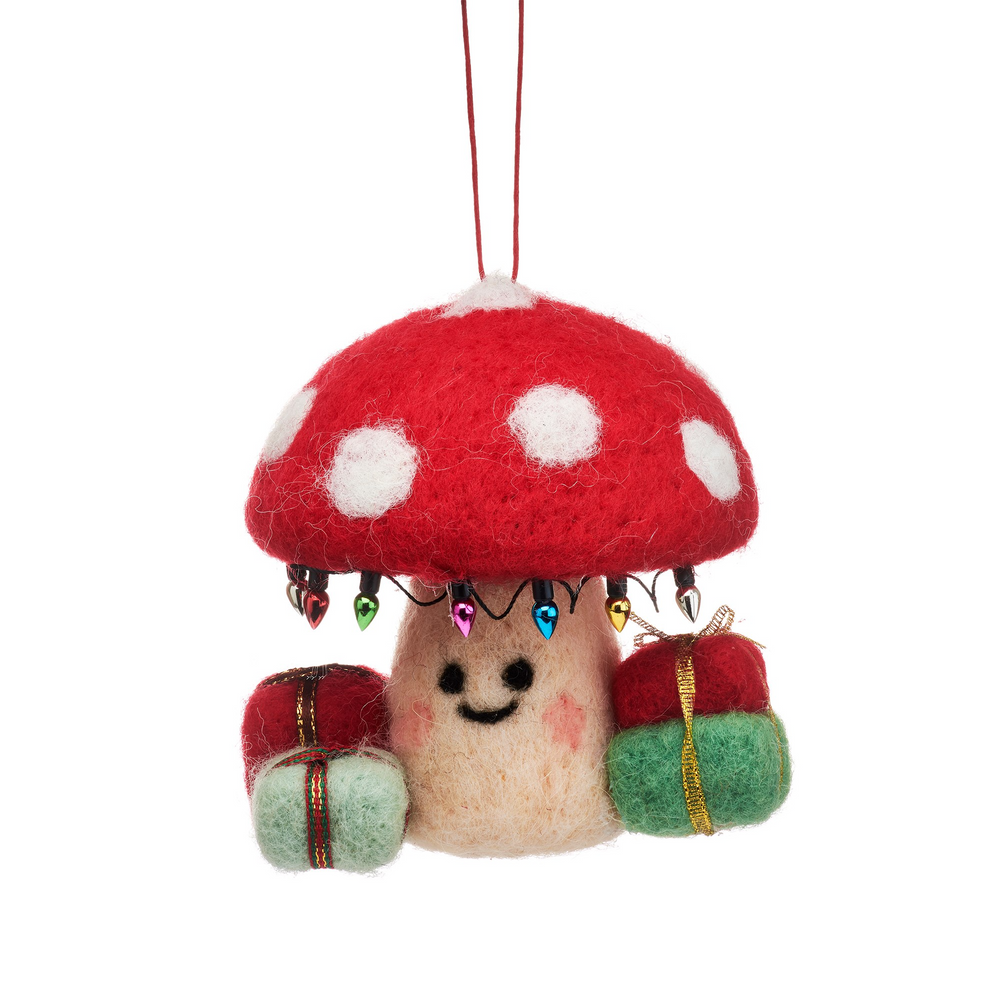 Mushroom With Presents Felt Decoration