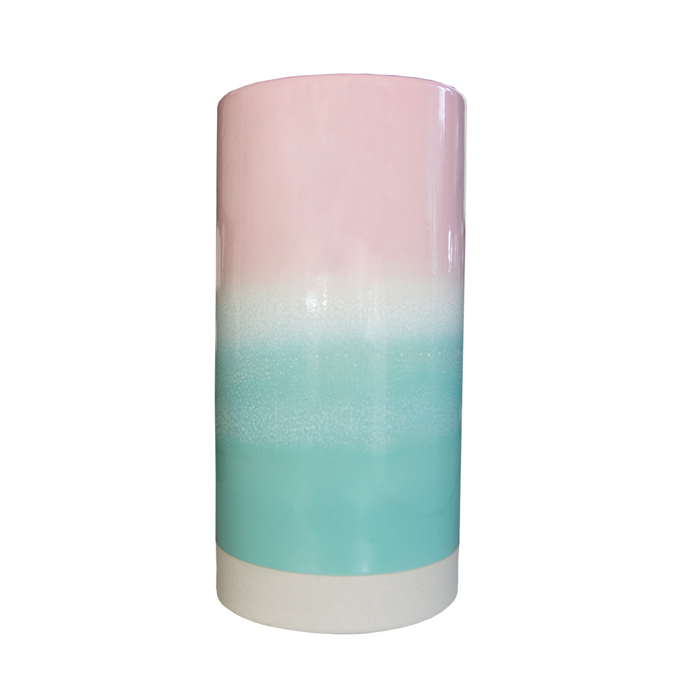 Vase mit rosa-grünem Pastell-Ombre-Muster