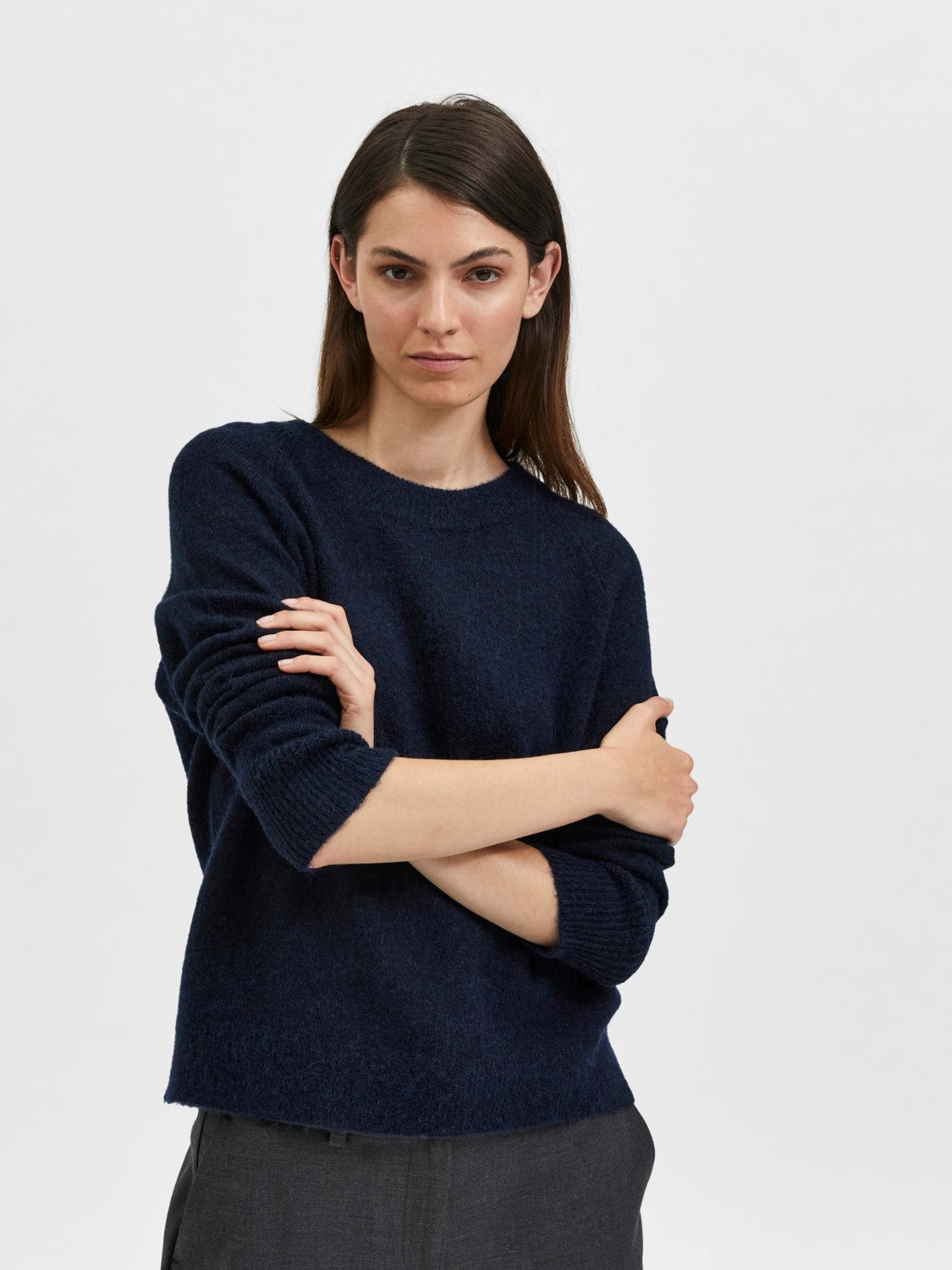 
                  
                    SLFLULU – Strickpullover mit Rundhalsausschnitt und dunkler Saphir-Melange
                  
                
