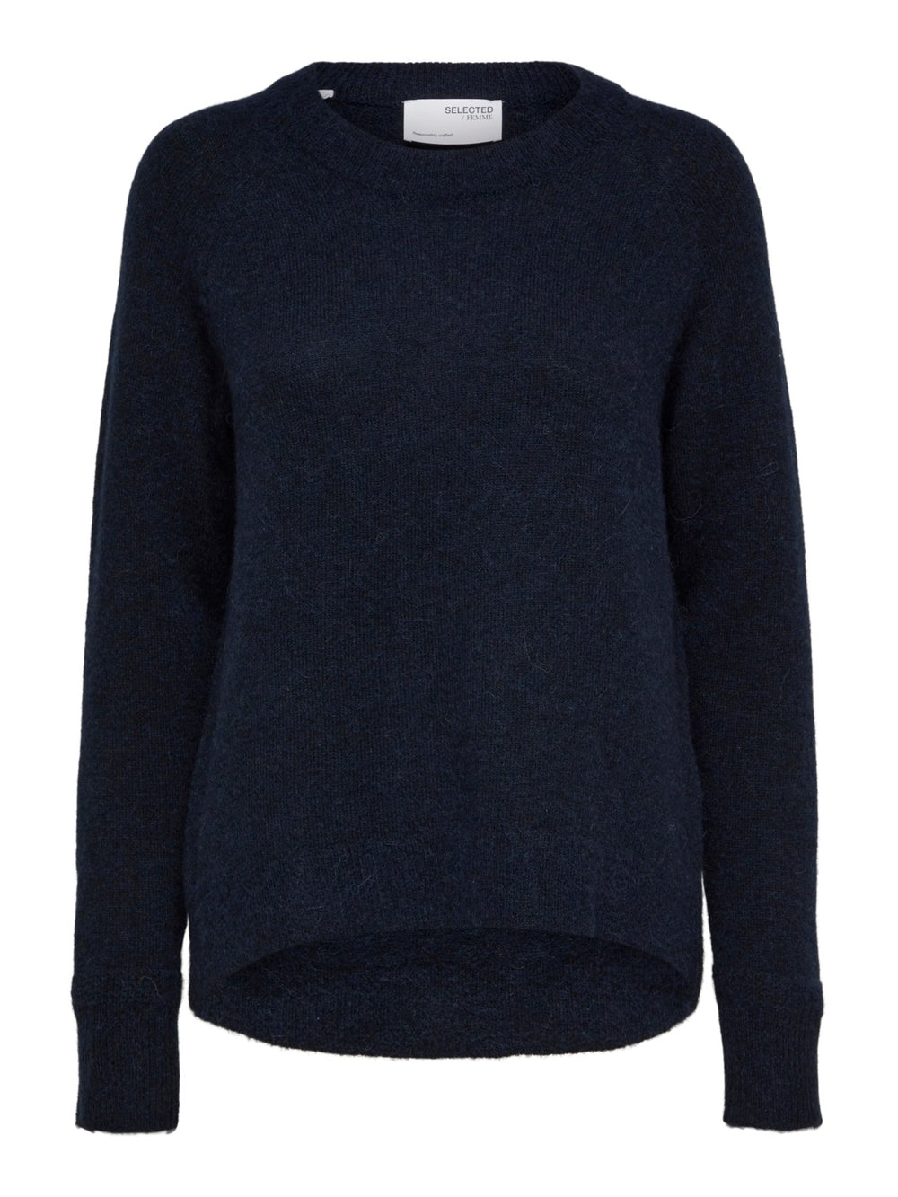SLFLULU – Strickpullover mit Rundhalsausschnitt und dunkler Saphir-Melange
