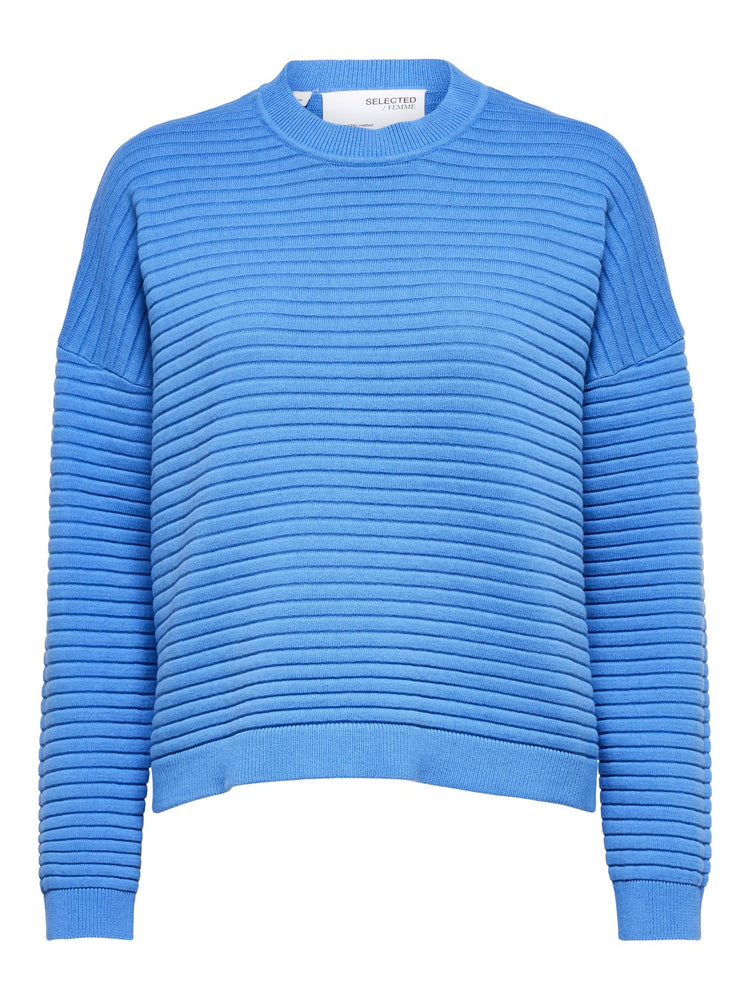 
                  
                    SLFLAURINA Ultramarinblauer Strickpullover mit O-Ausschnitt
                  
                