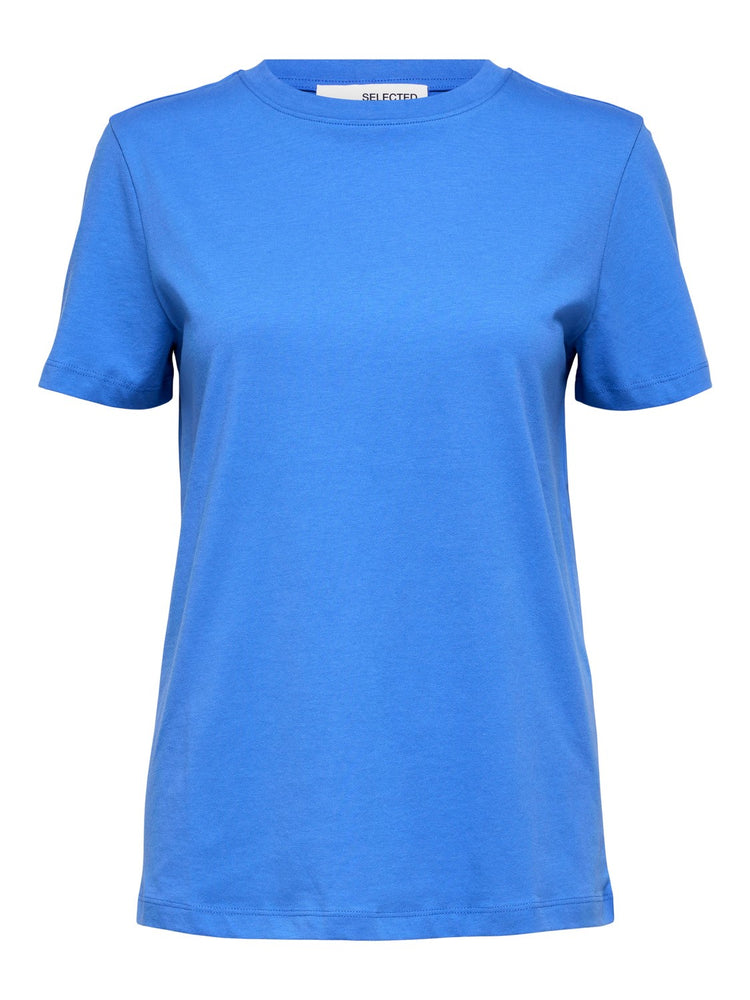 
                  
                    SLFESSENTIAL Ultramarinfarbenes T-Shirt mit O-Ausschnitt
                  
                