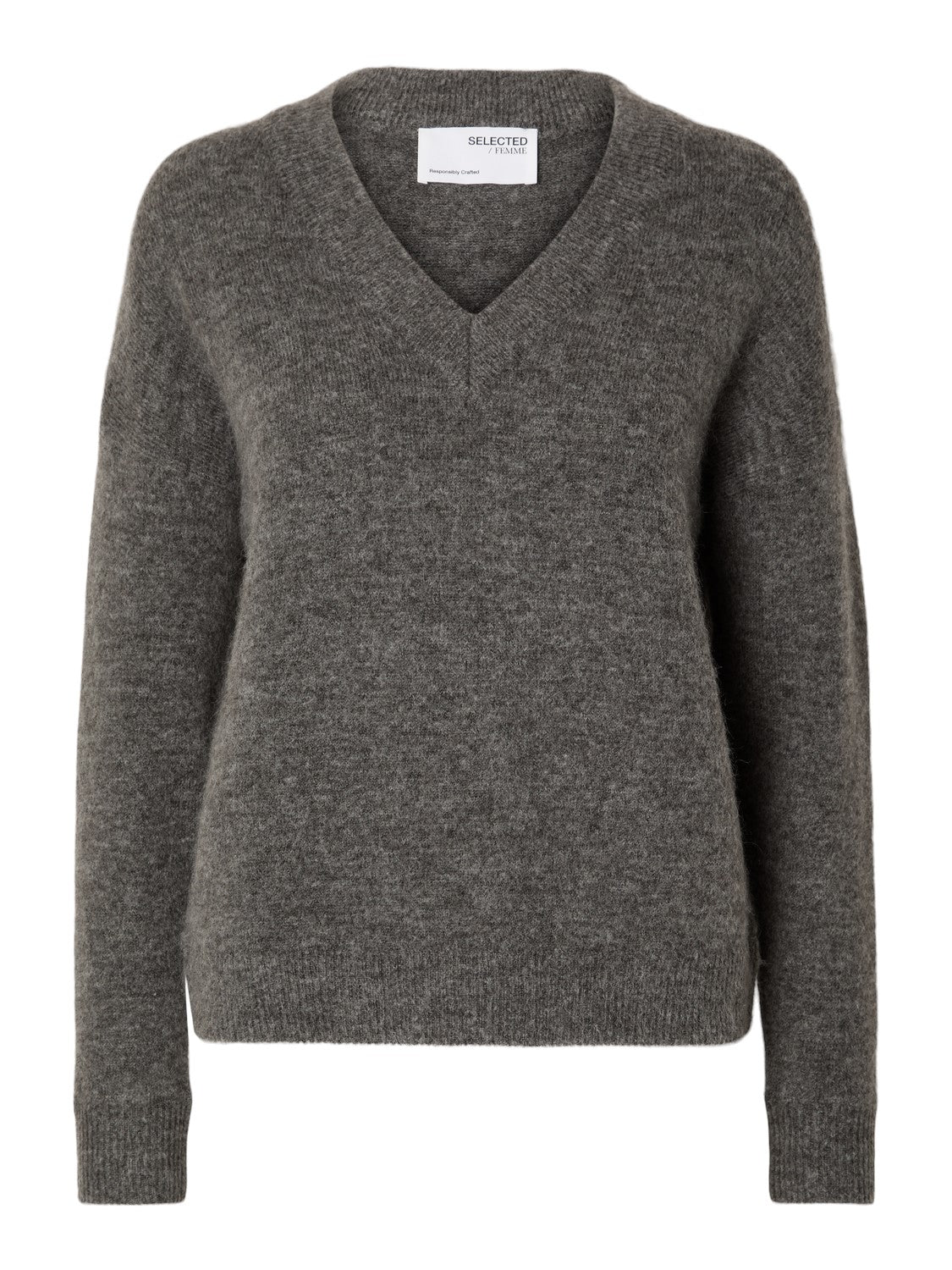 
                  
                    SLFMALINE Medium Grey Melange Knit V-Neck Jumper
                  
                