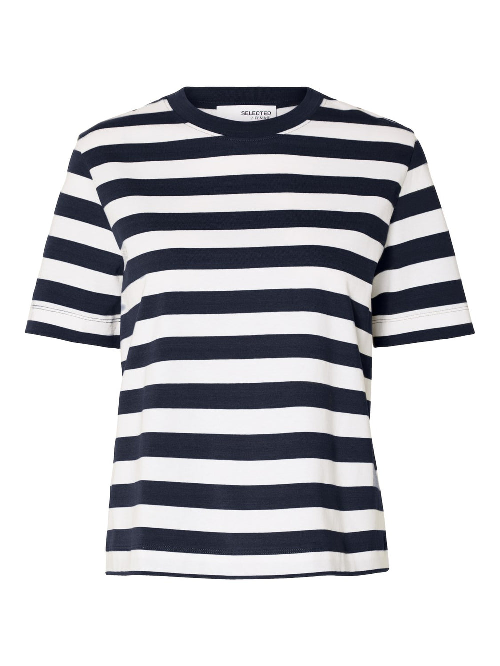 SLFESSENTIAL Dark Sapphire Striped Boxy T-Shirt
