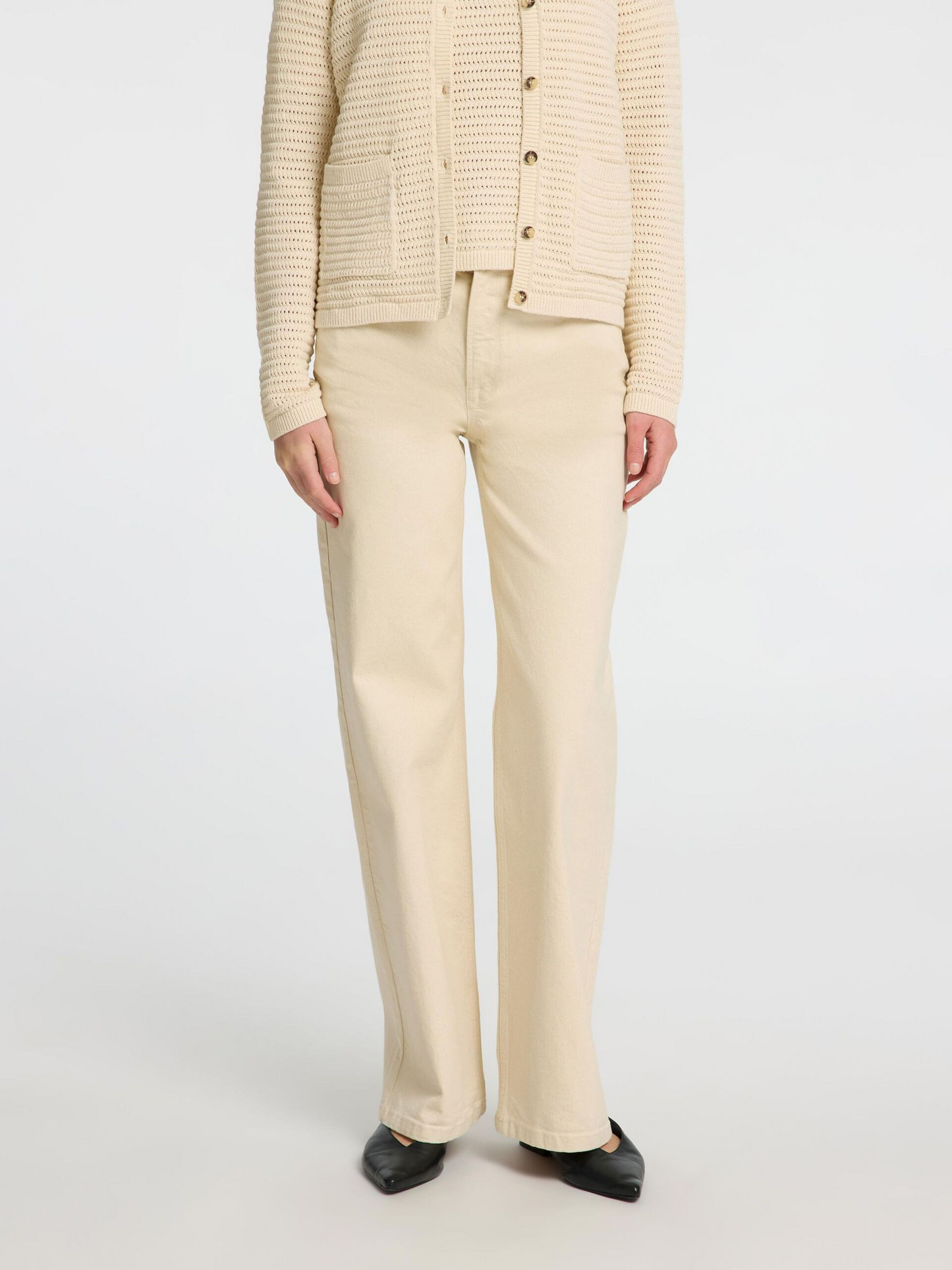 
                  
                    SLFALICE Weite, lange Jeans in Ecru
                  
                