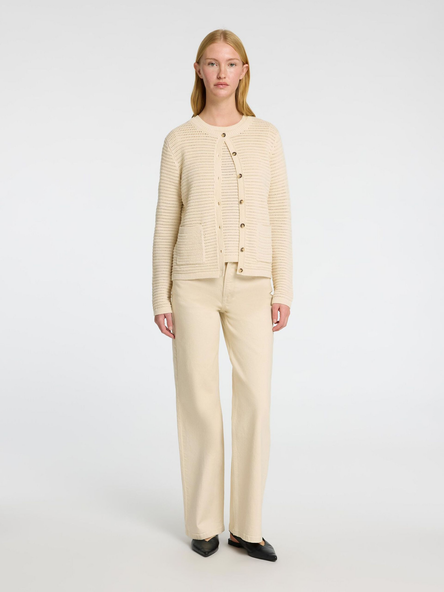 
                  
                    SLFALICE Weite, lange Jeans in Ecru
                  
                