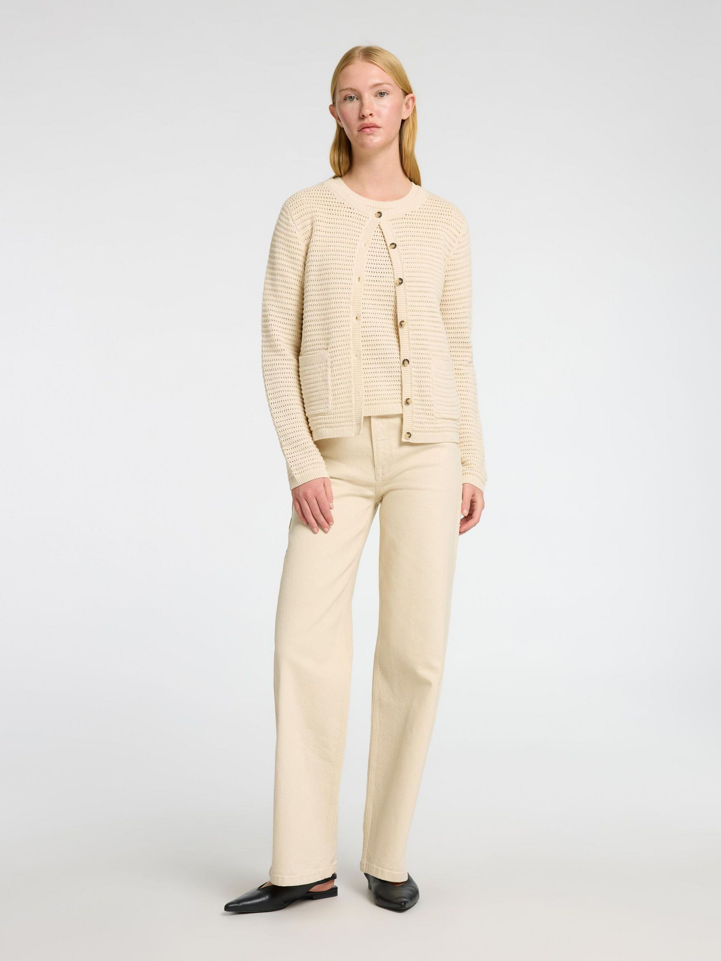 
                  
                    SLFALICE Weite, lange Jeans in Ecru
                  
                