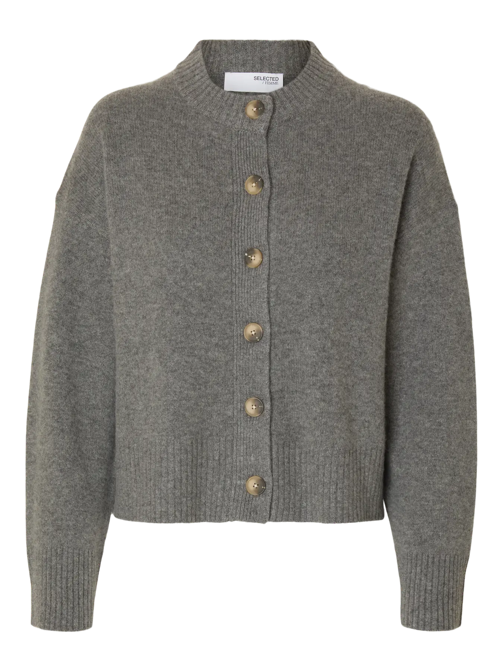 SLFCILLE Medium Grey Melange Cashmere Cardigan