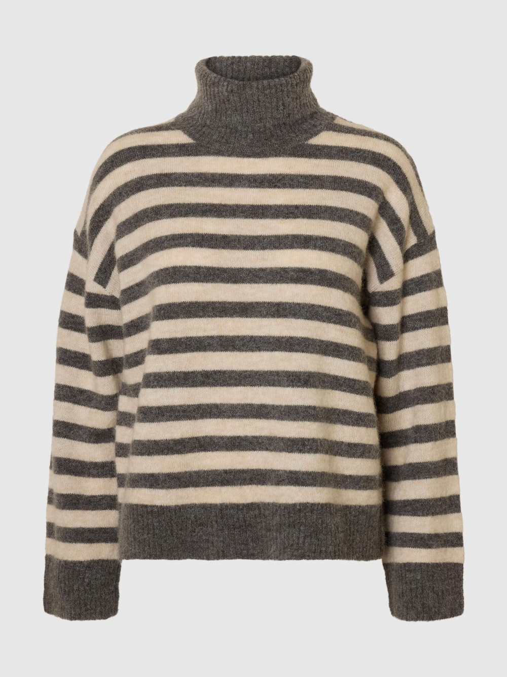 SLFLULU Medium Grey Melange Birch Knit Roll Neck Jumper