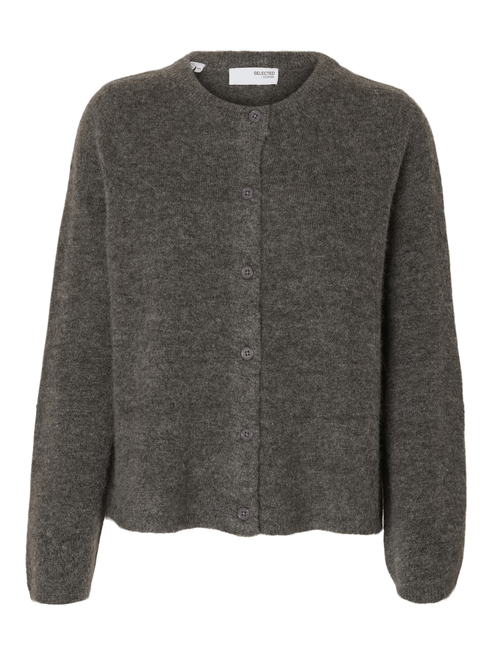 SLFLULU Mittelgraue Melange-Strickjacke