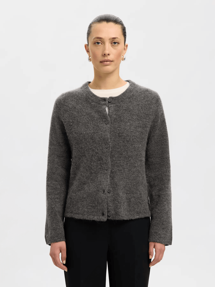 
                  
                    SLFLULU Mittelgraue Melange-Strickjacke
                  
                