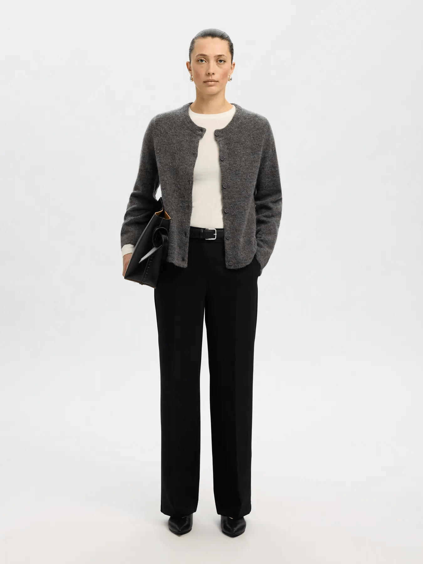 
                  
                    SLFLULU Mittelgraue Melange-Strickjacke
                  
                