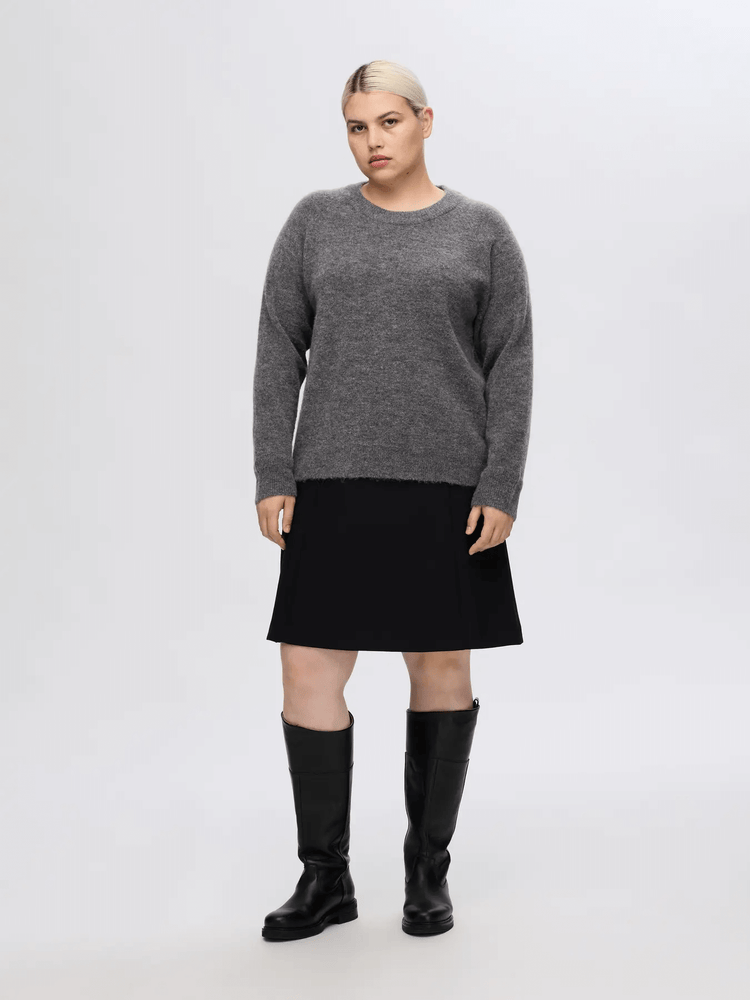 
                  
                    SLFLULU Mittelgrauer Melange-Strickpullover mit Rundhalsausschnitt
                  
                