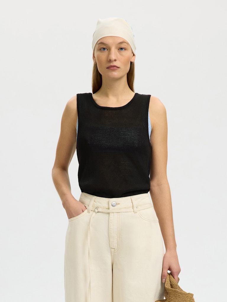 
                  
                    SLFMOON Schwarzes ärmelloses Stricktanktop
                  
                