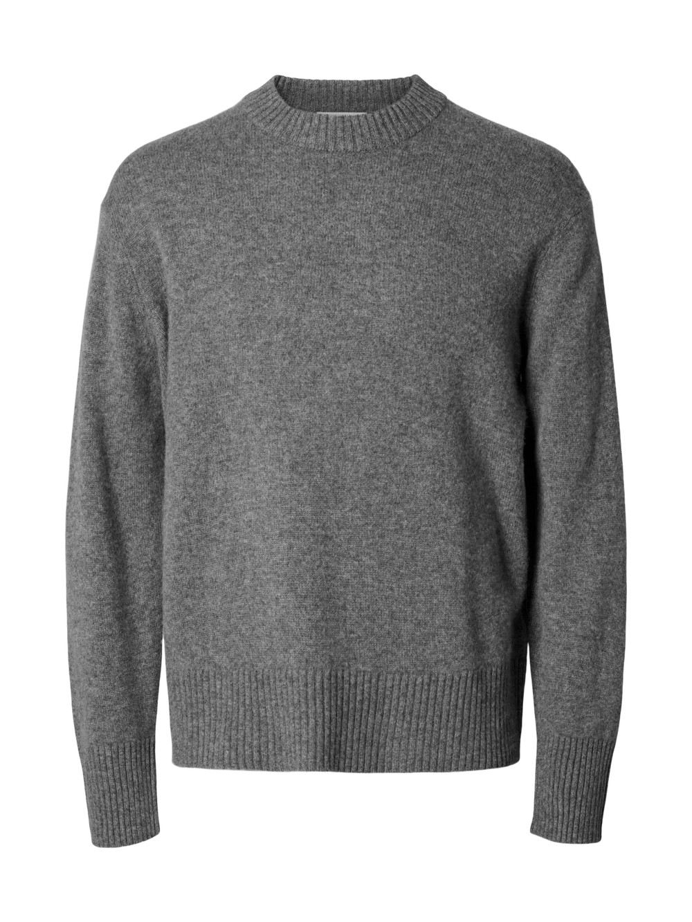 SLHCALLE Medium Grey Melange Relaxed Cashmere Crew Neck Jumper