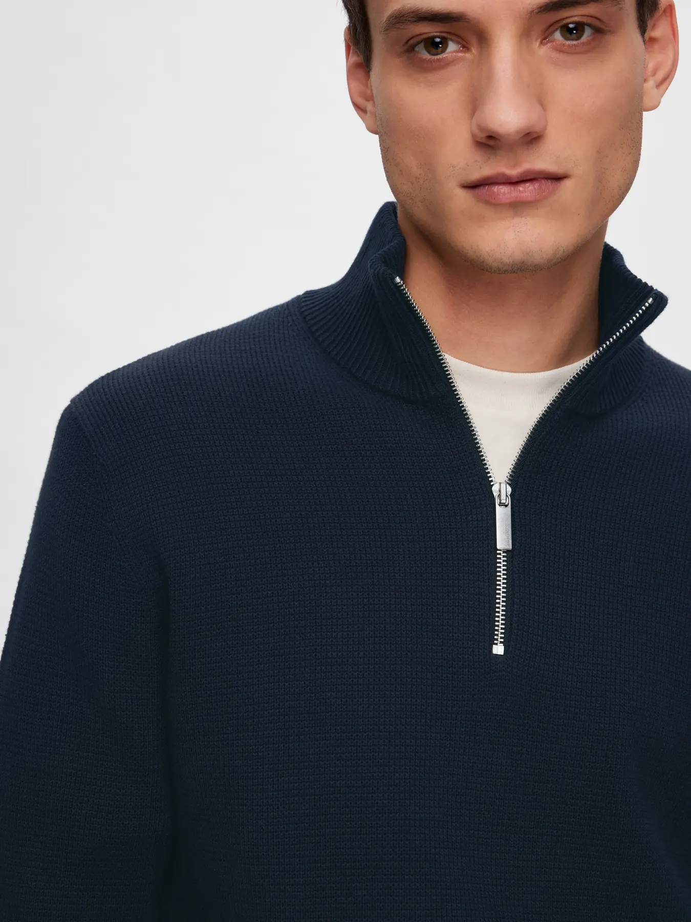 
                  
                    SLHDANE – Sky Captain – Strickpullover mit halbem Reißverschluss
                  
                