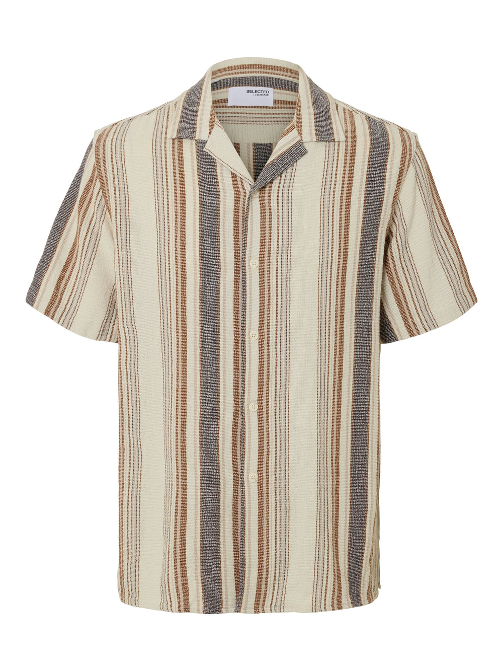 SLHRELAX-SAL  Egret  Short Sleeve Multi Stripes Shirt