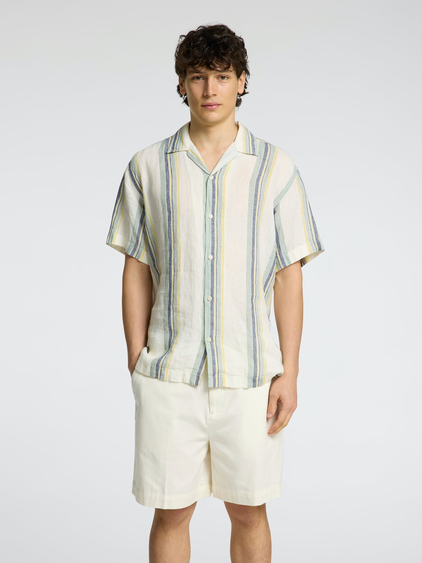 
                  
                    SLHRELAXKYLIAN  Egret  Short Sleeve Multi Stripes Shirt
                  
                
