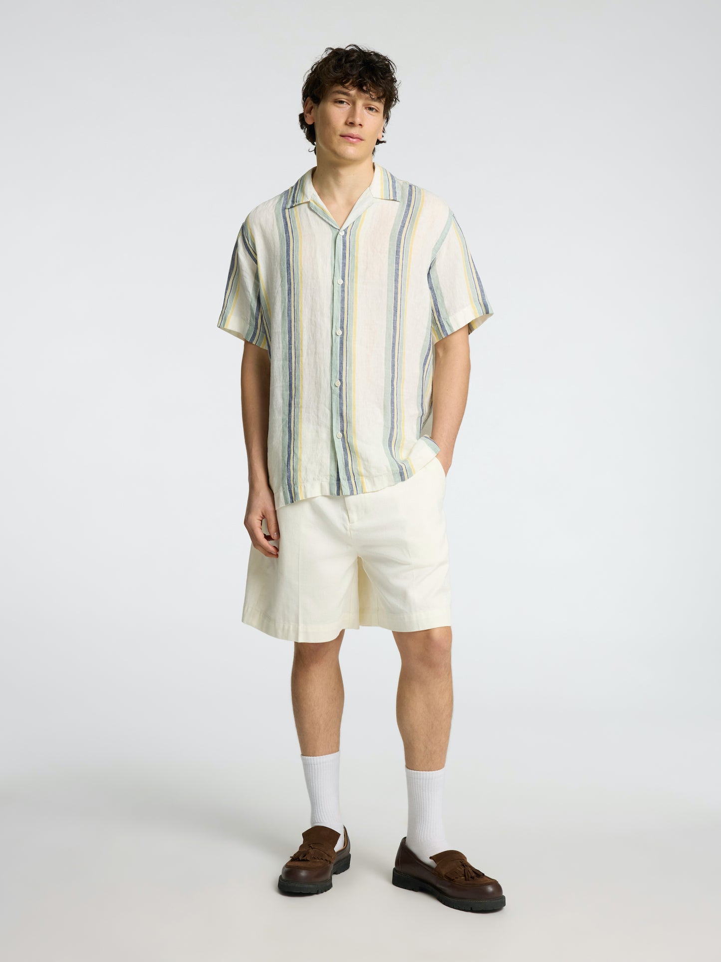 
                  
                    SLHRELAXKYLIAN  Egret  Short Sleeve Multi Stripes Shirt
                  
                