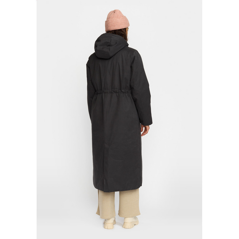 
                  
                    Schwarze lange Parkajacke mit Kapuze
                  
                