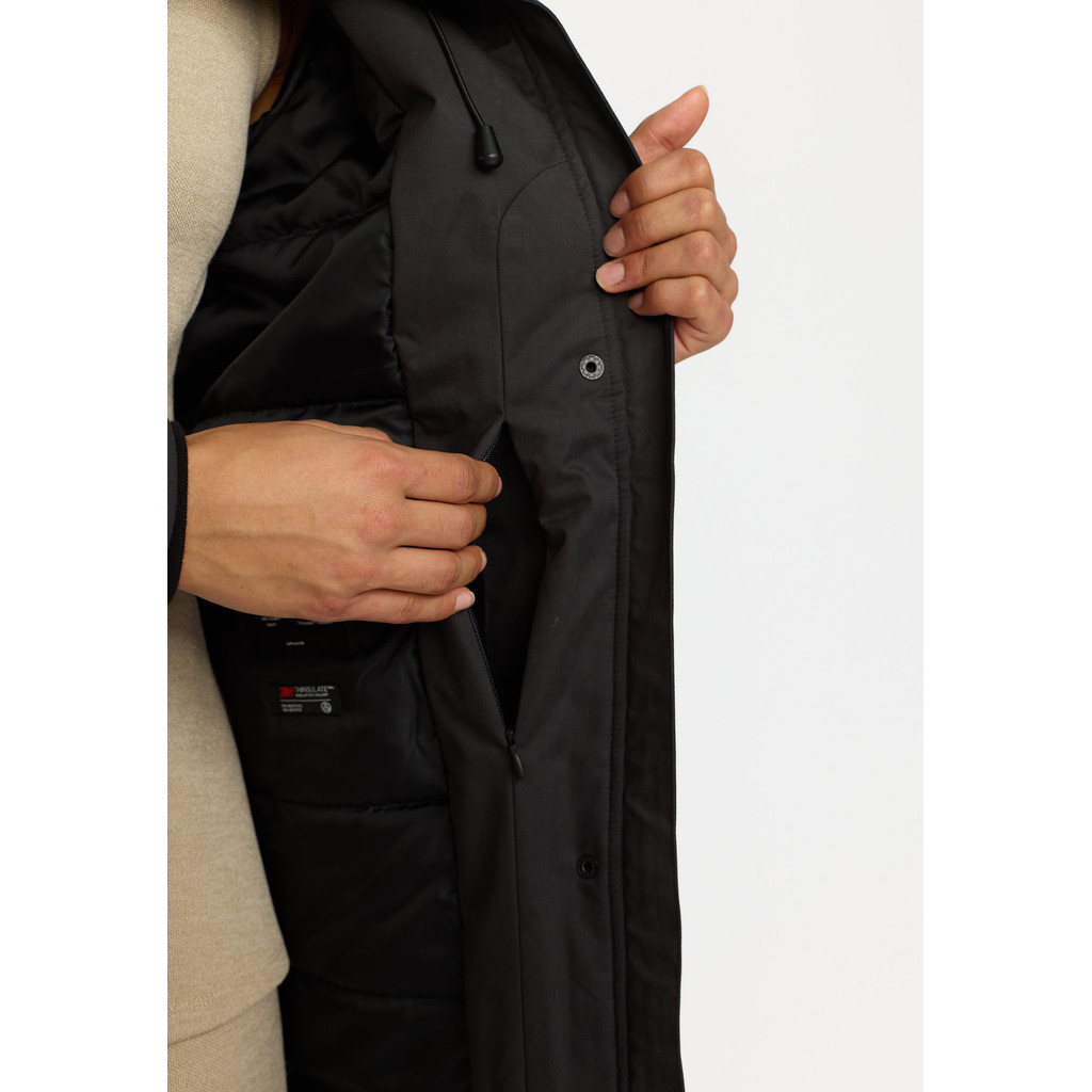 
                  
                    Schwarze lange Parkajacke mit Kapuze
                  
                
