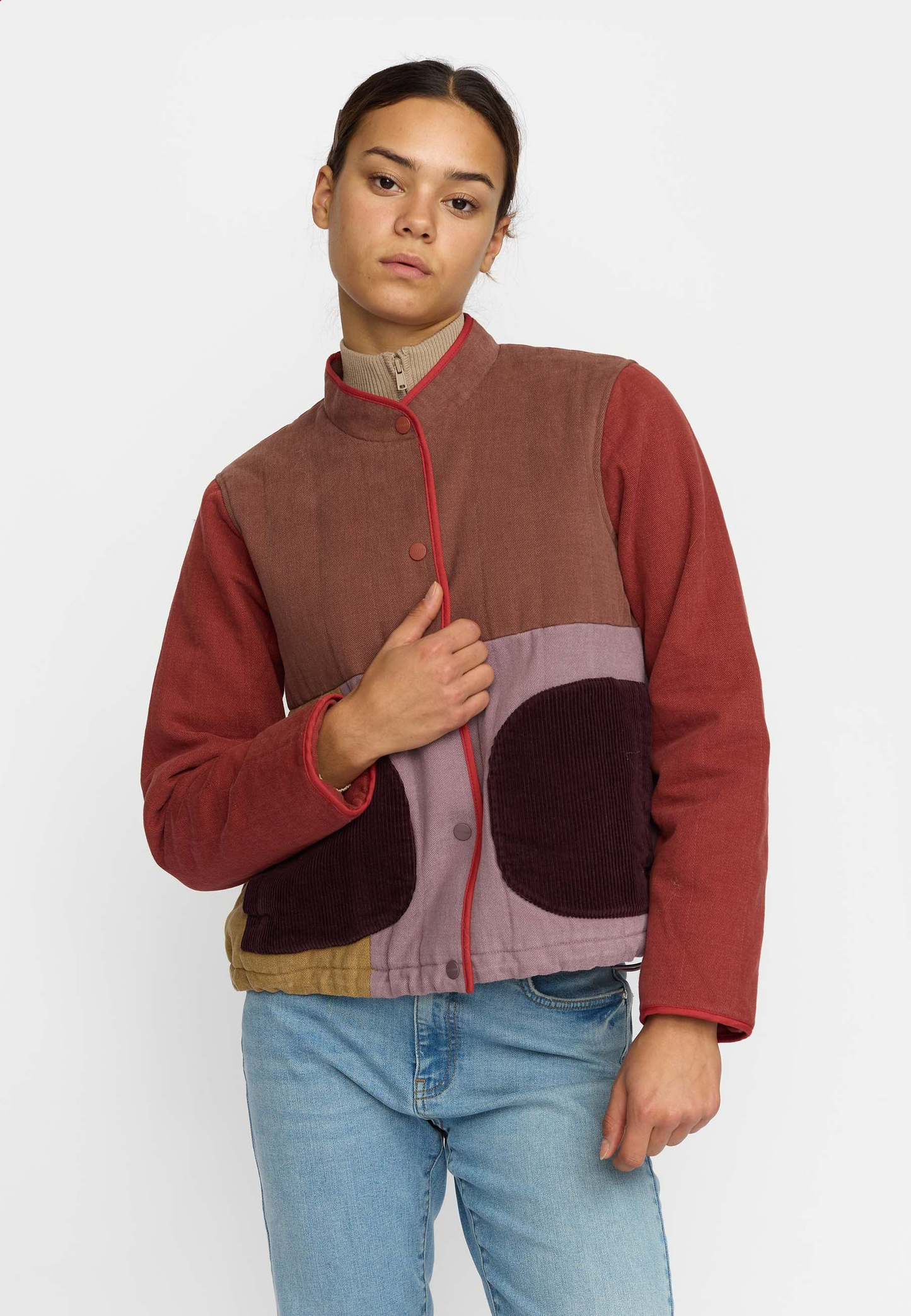 
                  
                    Brown Quilted Patchwork Jacket
                  
                