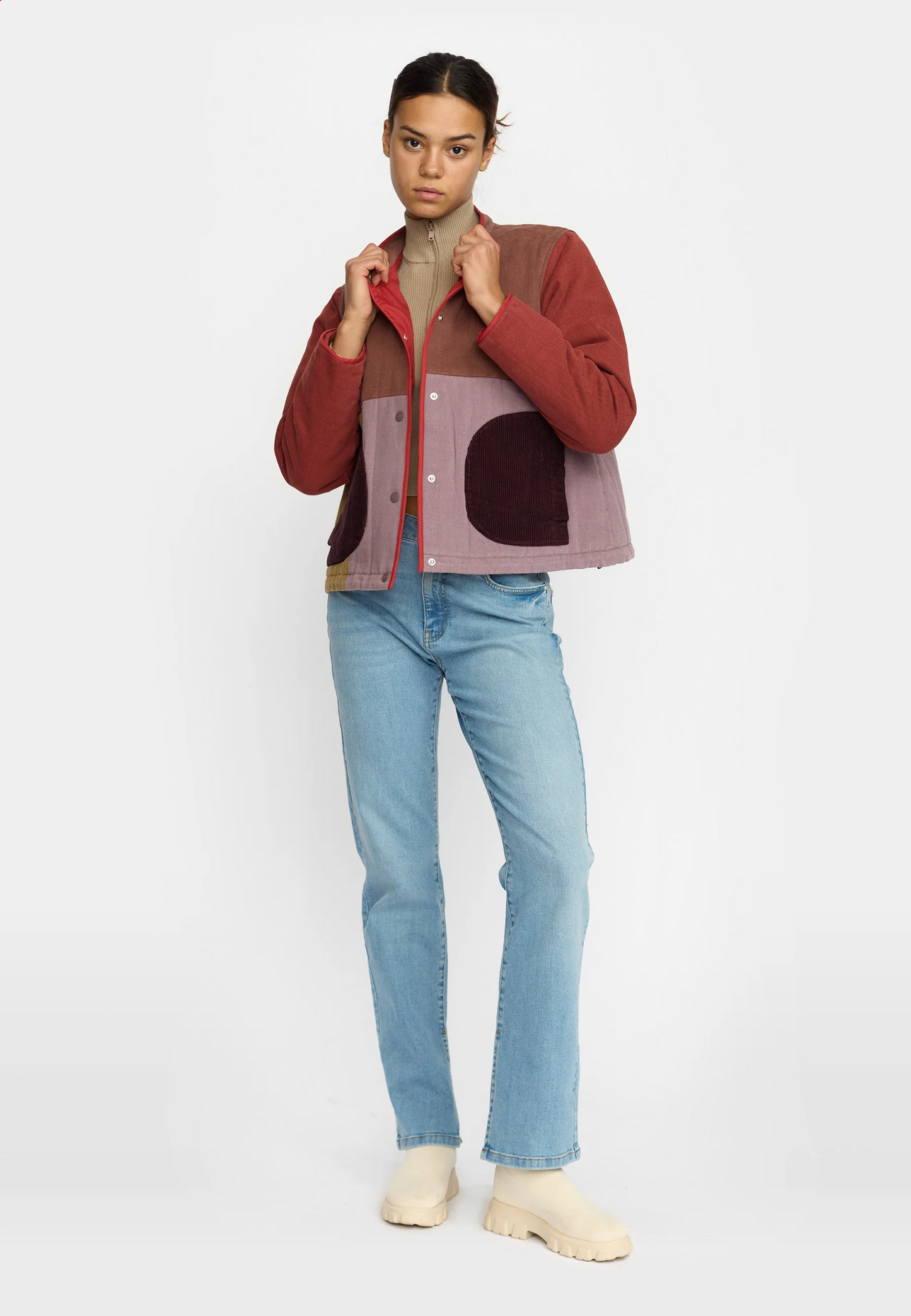 
                  
                    Brown Quilted Patchwork Jacket
                  
                