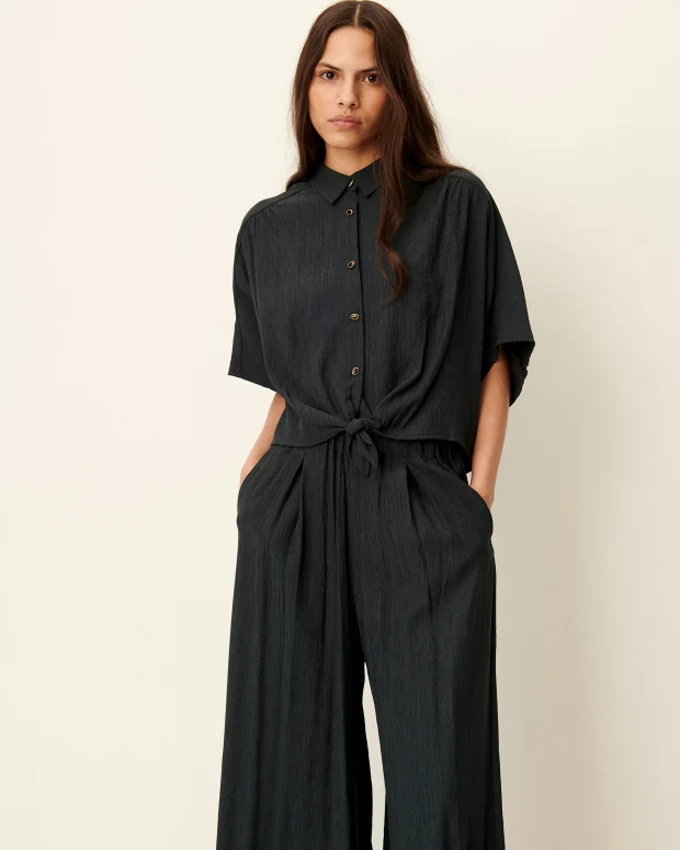 
                  
                    ALFASSA Smoke Green Short Knotted Shirt
                  
                