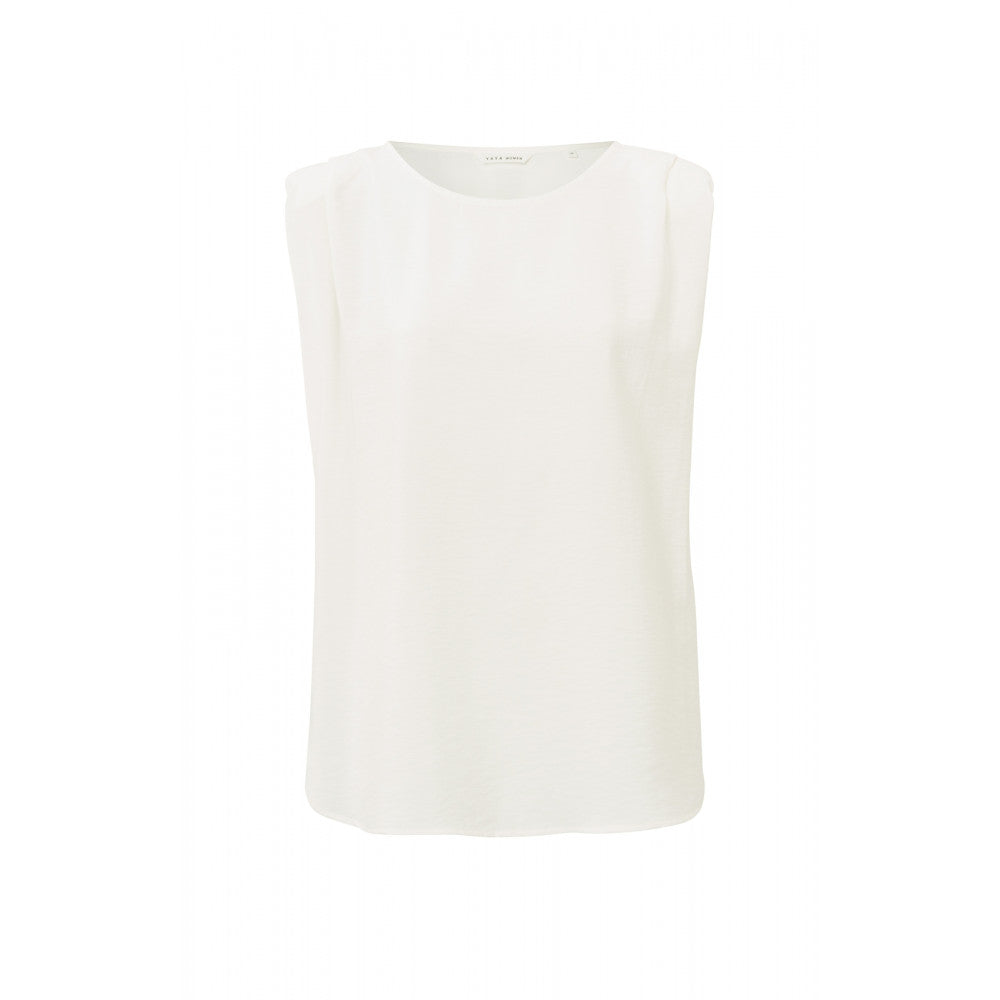 
                  
                    Star White Sleevless Woven Top With Pleat Blouse
                  
                