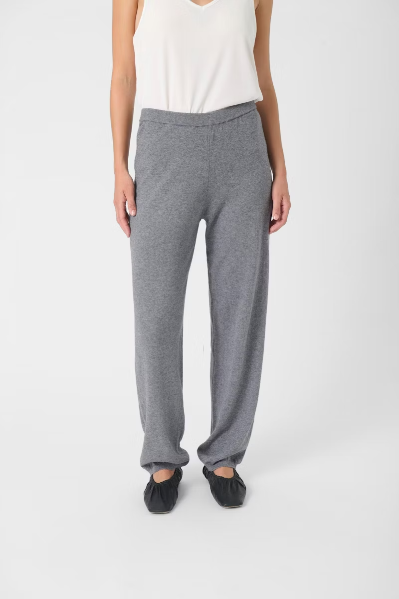 SLSANJA Grey Melange Barrel Trousers