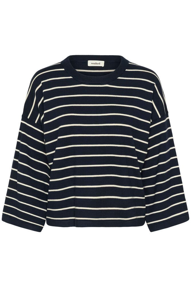 SLSPINA Salute White Stripes Boxy Cropped Jumper