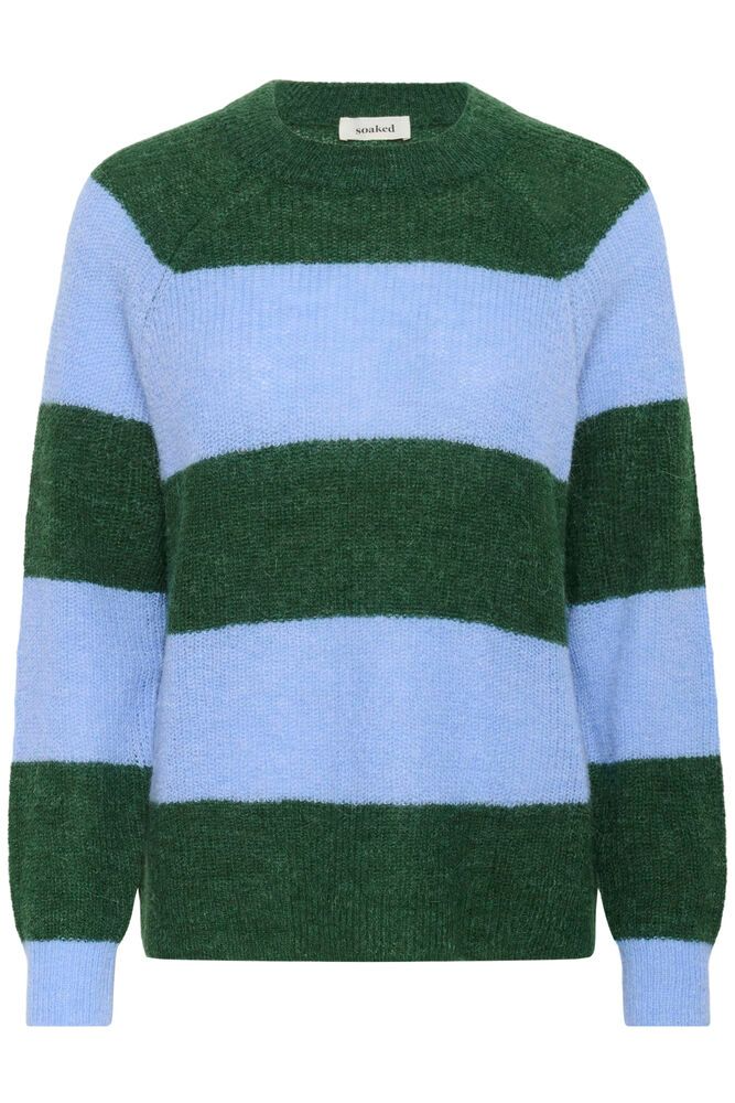 SLTUESDAY Green Hydrangea Stripe Raglan Jumper