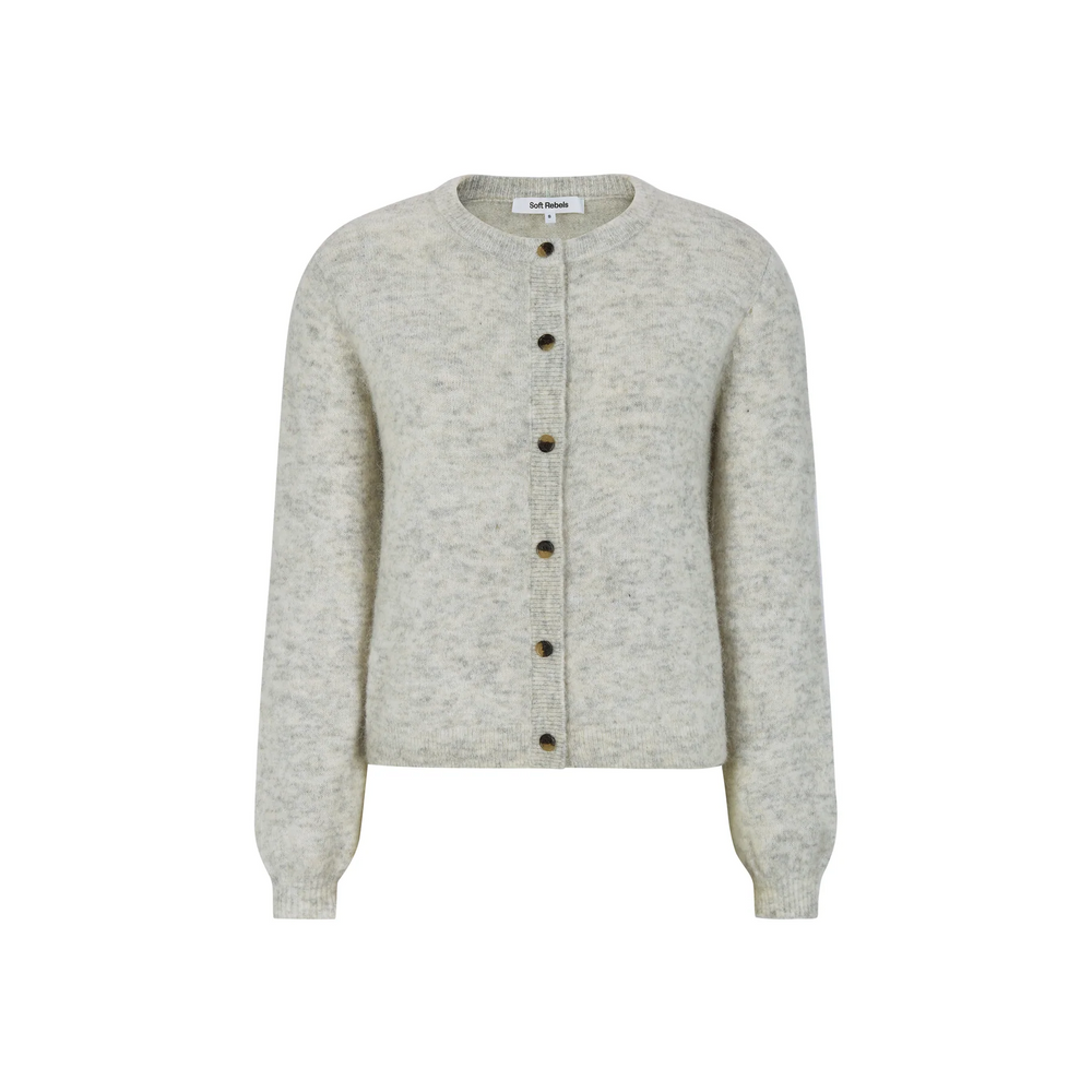 SRALLISON Pumice Stone Melange O-Neck Knit Cardigan